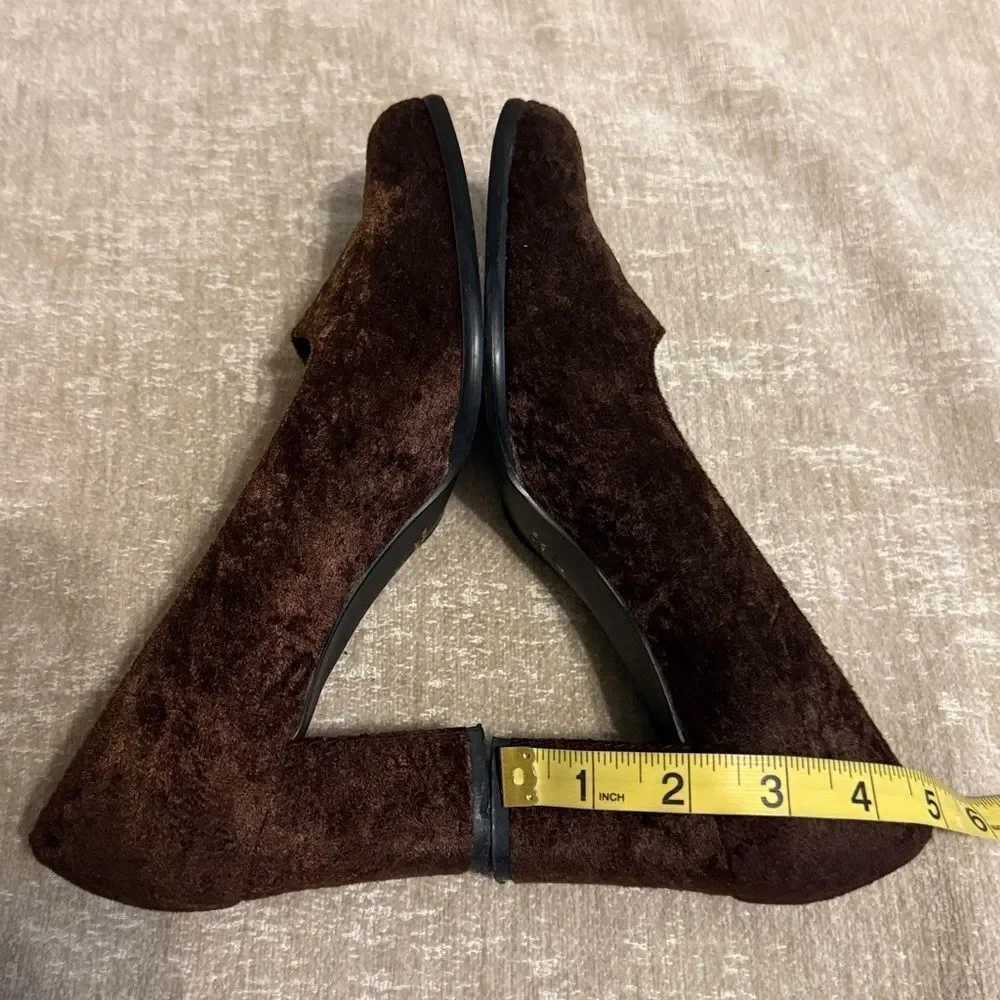 Vintage PRET-A Porter Suede Square Toe Block Heel Pumps-